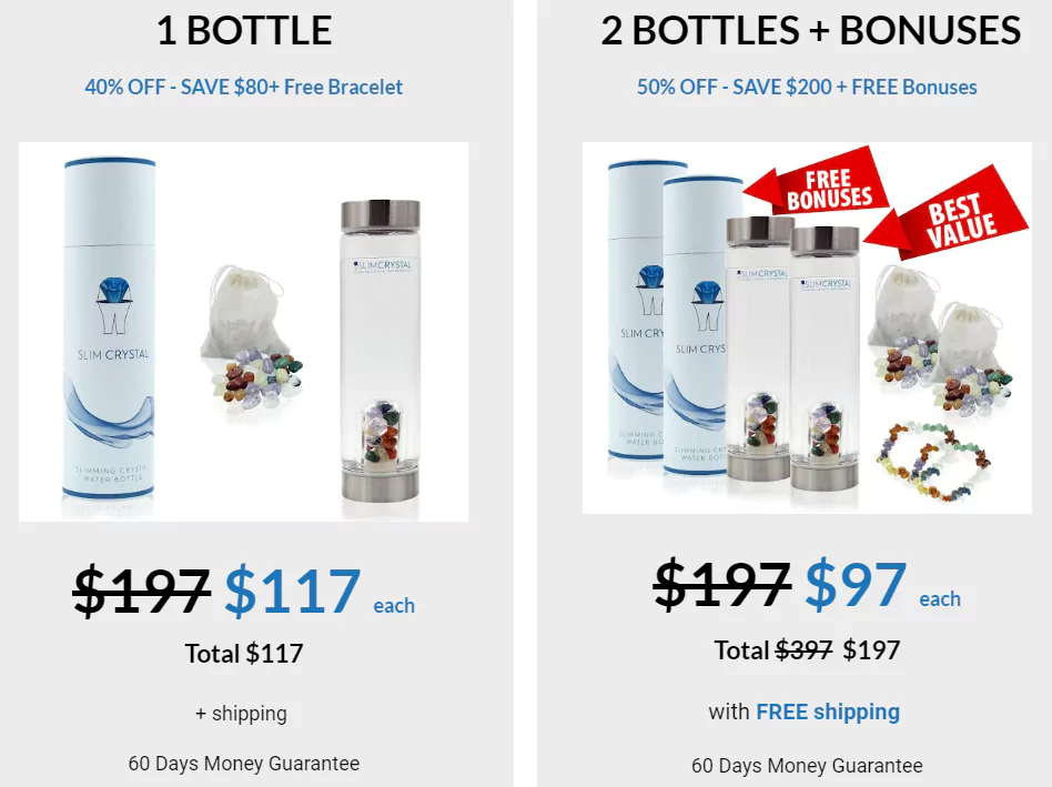 Slim Crystal Water Bottle Pricing